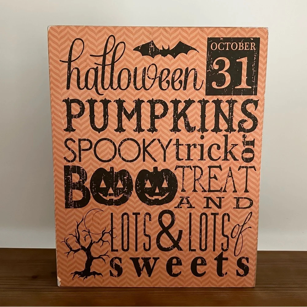 Halloween Decor Bundle Set of 2 Wood Signs - Pumpkins, Trick or Treat, Spooky